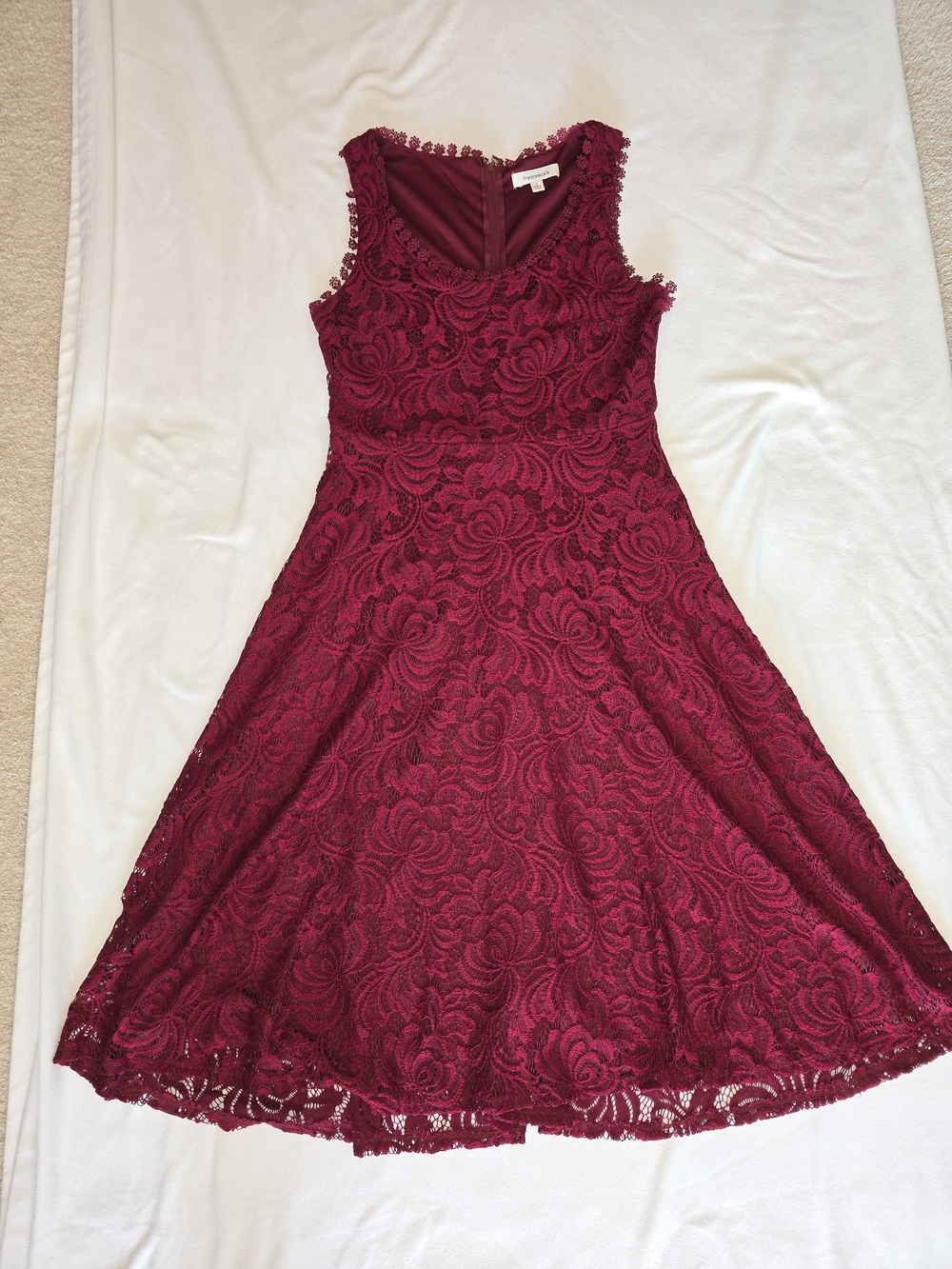 Women's Sleeveless Red Lace A-Line Dress